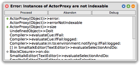 Instances of ActorProxy are not indexable